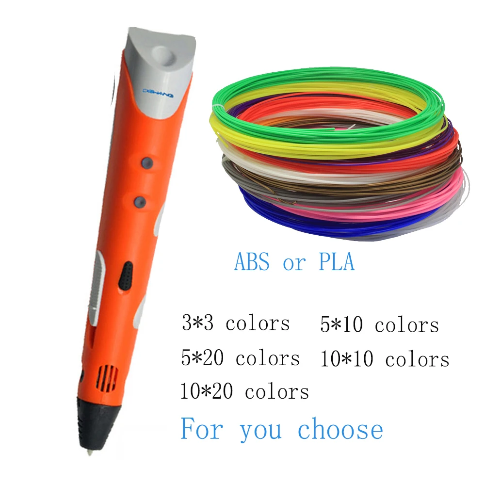 DEWANG Ручка 3D ручка ABS PLA нити 3d принтер Рождественский подарок печать Ручка 3D карандаш для 3D рисования DIY печать - Цвет: Оранжевый
