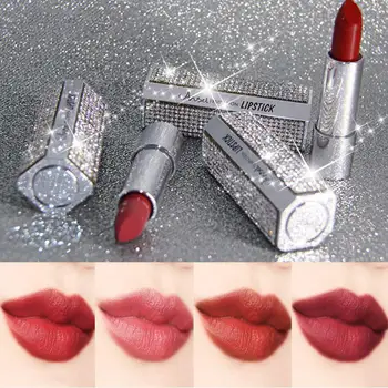 

10 Colors Matte Lipstick Waterproof Lasting Moisturizing Brighten Plump Lip Gloss Non-stick Cup Nude Starry Diamonds Lip Makeup