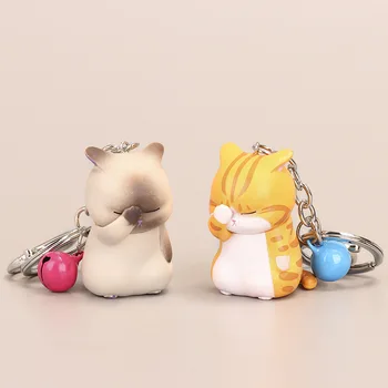 

Cute Shy Cat car Keychains Chubby Kitten Keyring Trinket Bag Ornament Keys Organizer Fashion Animal Jewelry Women Accessories