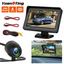 YuanTing водостойкая камера заднего вида ночного видения с направляющими линиями и 4," ЖК-дисплей монитор системы комплект для автомобиля