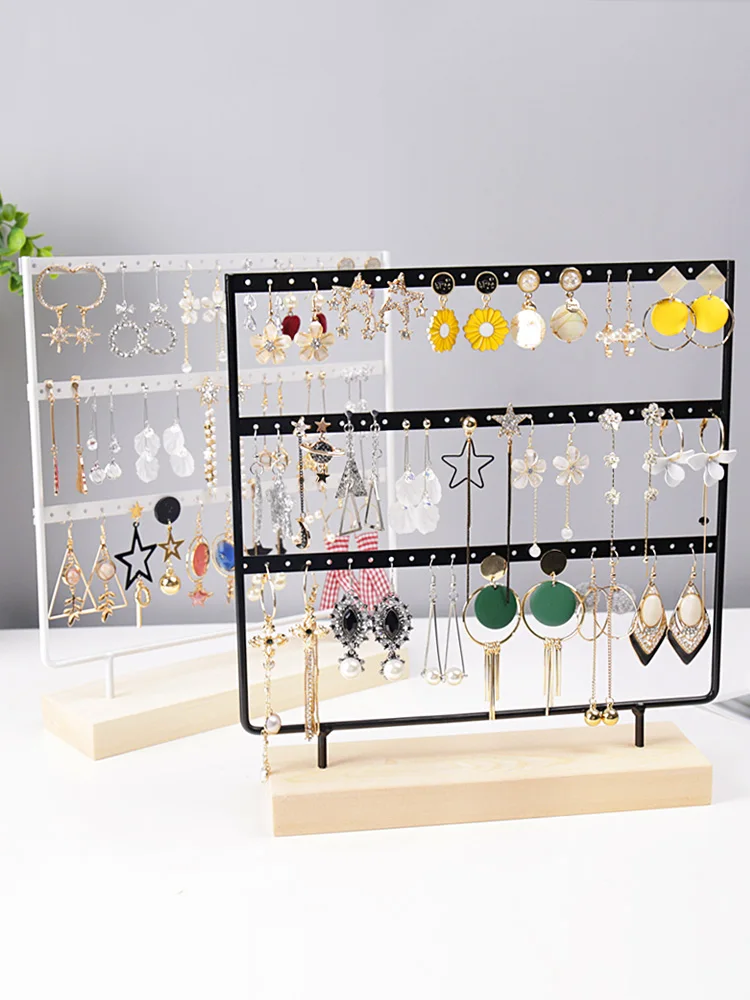 Desktop wooden Earring storage rack Earrings Necklace Ring Pendant Bracelet Jewelry Display Stand Storage jewelry Earring holder