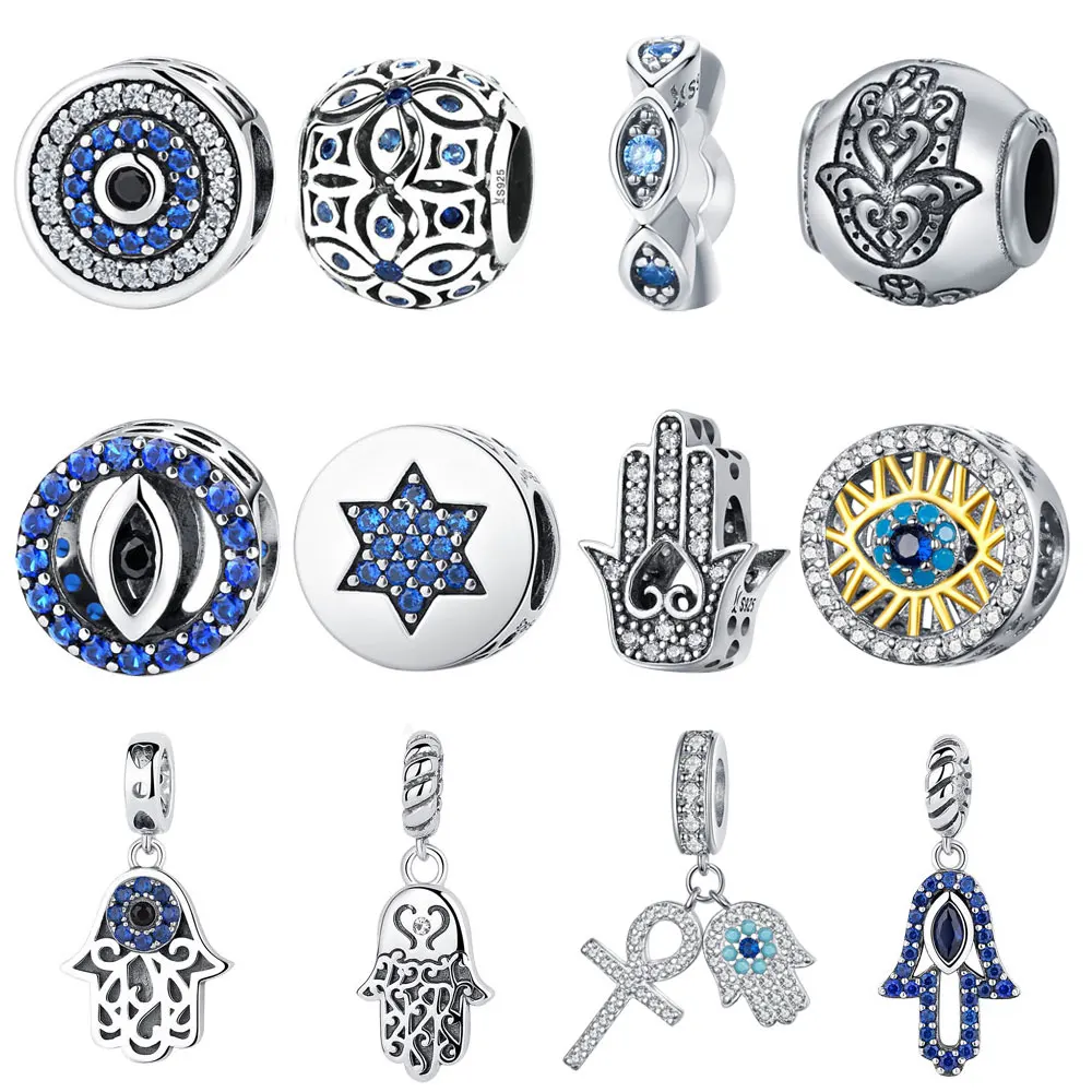 Venta Jewelry Bracelet Bead Hand-Charms Fatima Crystals Hamsa Round Eyes 925-Sterling-Silver OLVaVdZy