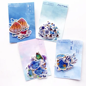 

40pcs/pack Cute Whale Flowers Festival Series Summer Items Gold Foiled Decor Stickers Washi Stickers Album Hand Account Decor