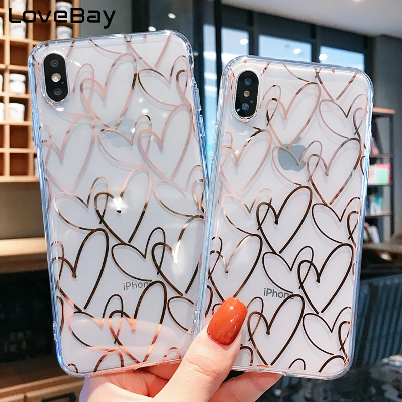 Lovebay чехол для телефона iPhone 6 6s 7 8 Plus 11 Pro X XR XS Max гальванизированная Любовь Сердце