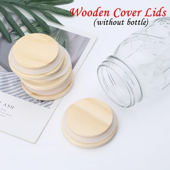 

4Pcs Pine Wooden Cover Lids with Silicone Seal Ring for Coffee Mug Jar Glass Drink Cup Reusable Natural Wooden Lids Glass Cup