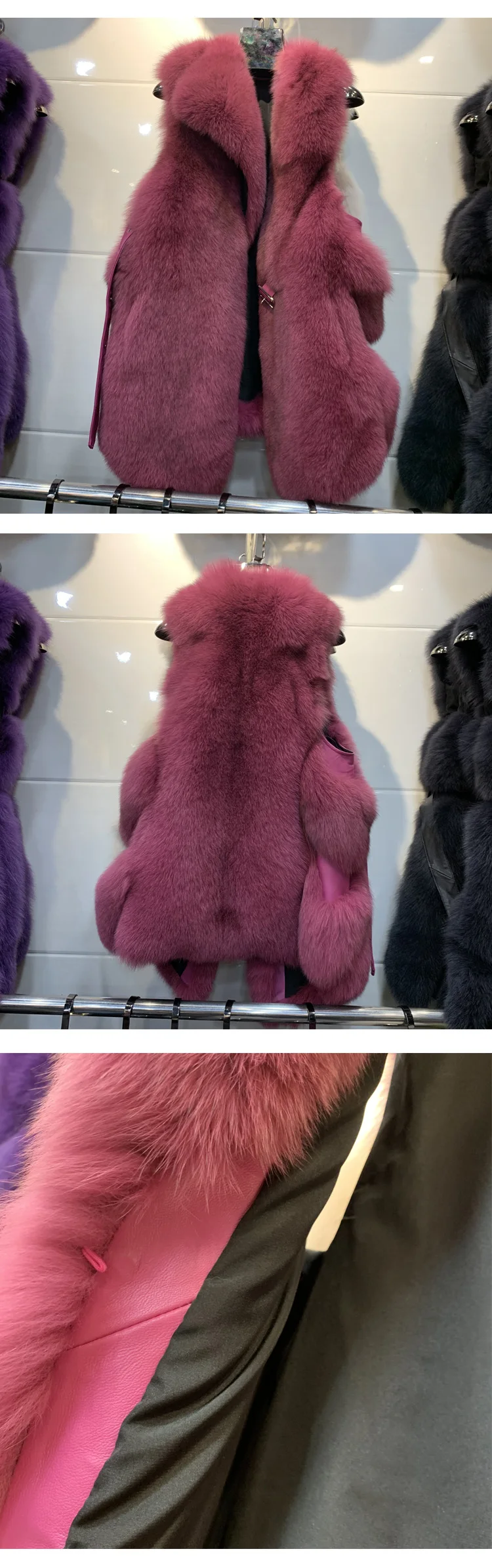 Clearance 2019 New high quality gorgeous natural fox fur vest for women jacket waistcoat sleeveless winter warm natural fur vests 4