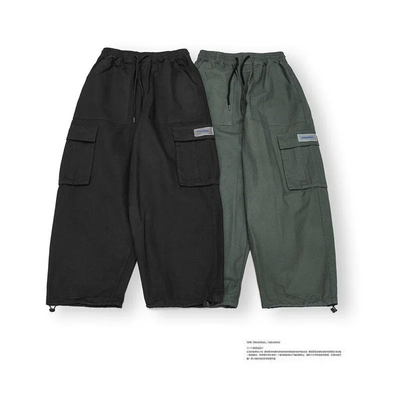 

2019 New Style Men Loose-Fit Military-Style Pocket Bib Overall Bamboo Joint Pattern Japanese Style Popular Brand Casual Pants ME