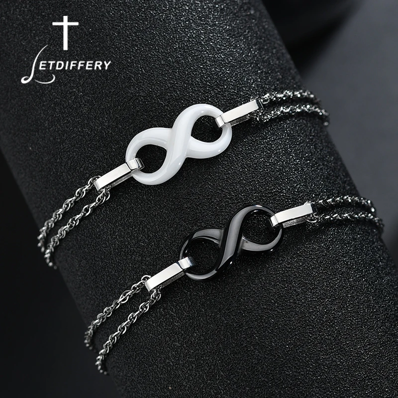 Letdiffery высокое качество Керамика Подвеска-бесконечность браслеты серебро Нержавеющая сталь 2 слоя для женщин ювелирные изделия подарки на день рождения
