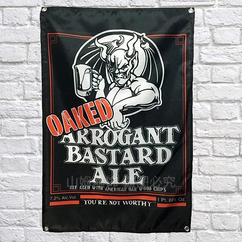 

OAKED ARROGANT BASTARD BEER personality creative hanging Banners Bar Winery Billiards Hall home wall decor live background cloth
