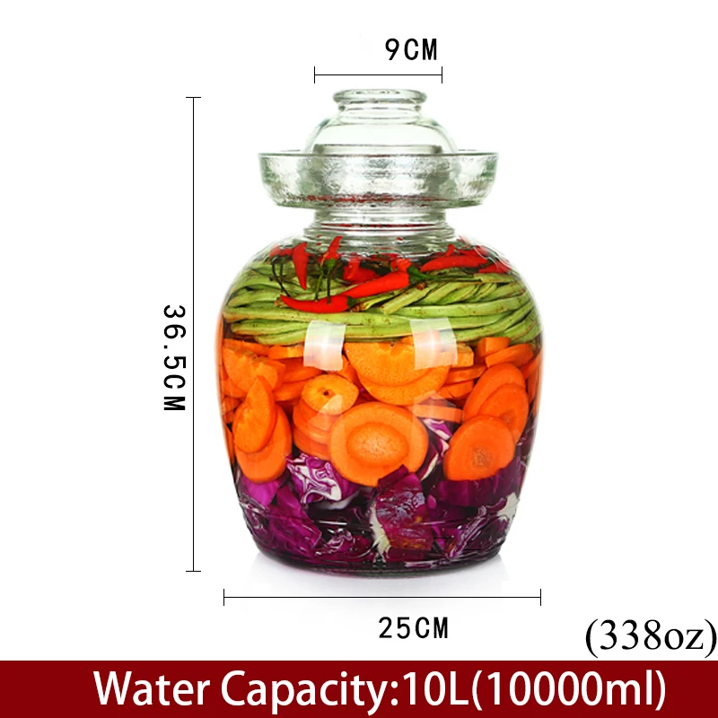 Креативная утолщенная Прозрачная Стеклянная емкость для маринованных овощей бытовые ночные пятна маринованные капусты редис овощные бутылки контейнер для еды - Цвет: 10L(10000ml)