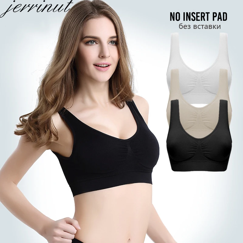 Jerrinut Bras For Women Seamless Bra No pad Brassiere Bra Vest Wireless Active Bra Underwear Women Big Size Bralette Top Cotton