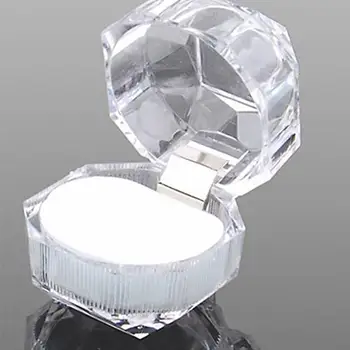 

1Pc Transparent Acrylic Ring Display Box Storage Organizer Gift Jewelry Case