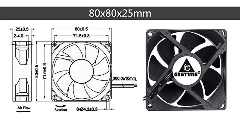 Gdstime EC Brushless Cooling Fan AC 110V 120V 220V 240V Ball Bearing Axial Fan with Srews/Grill 60MM 80MM 90MM 120MM