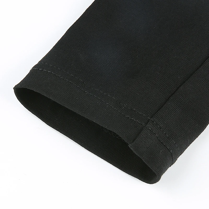 Weekeep, женская укороченная футболка на молнии с длинным рукавом, черная уличная одежда на молнии спереди, уличная футболка, женский укороченный топ