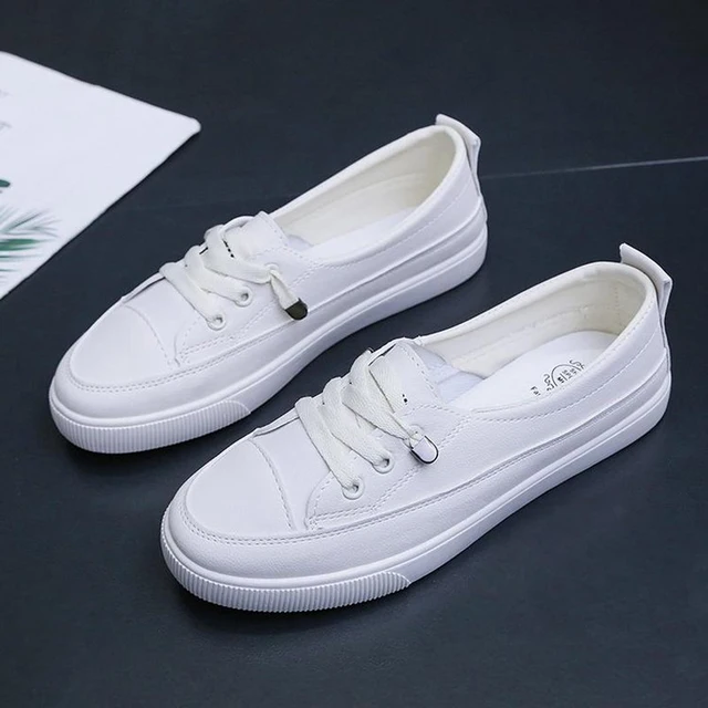 2021 Low Platform Sneakers Women Shoes Female Pu Leather Walking Sneakers Loafers White Flat Slip On Vulcanize Casual Shoes 1