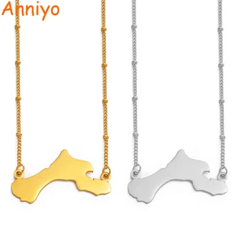 

Anniyo Bonaire Map Pendant Bead Necklaces for Women Girls Gold Color/Silver Color Stainless Steel Antilles Jewelry Gifts #151921