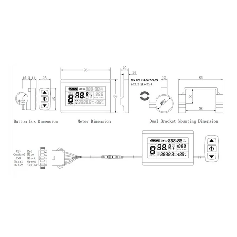 KT lcd 3 ЖК-панель 24 V/36 V/48 V электрический велосипед хороший для ночного вождения черный