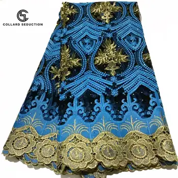

Royal Blue African Lace Fabric High Quality French Tulle Lace Fabric 2019 Nigerian Laces Guipure Embroidery Fabric For Wedding