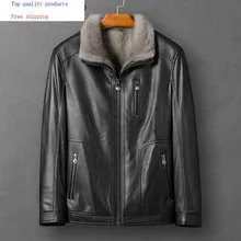 Мужская куртка из натуральной кожи, зимняя куртка из бычьей кожи, натуральная норковая меховая подкладка, роскошные мужские кожаные куртки KM-99109 KJ3454