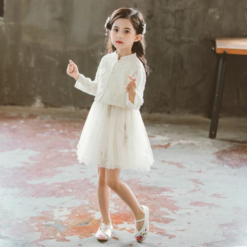 Cute Baby Girls Clothes Lace Print Coats Tops+ Tutu Dresses 2 Pieces Princess Sets Sweat Party Girls Suits Kids Outfit Vestidos
