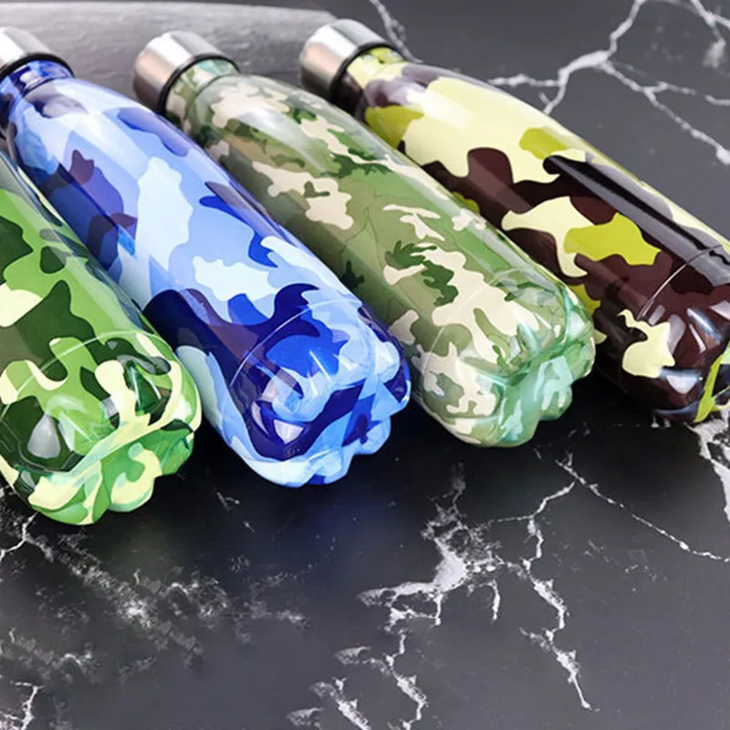 Камуфляж бутылка для воды Прохладный изотермическая чашка термос с двойной стенкой Нержавеющая сталь термос велосипедные Пиво Бутылка удобный кружка