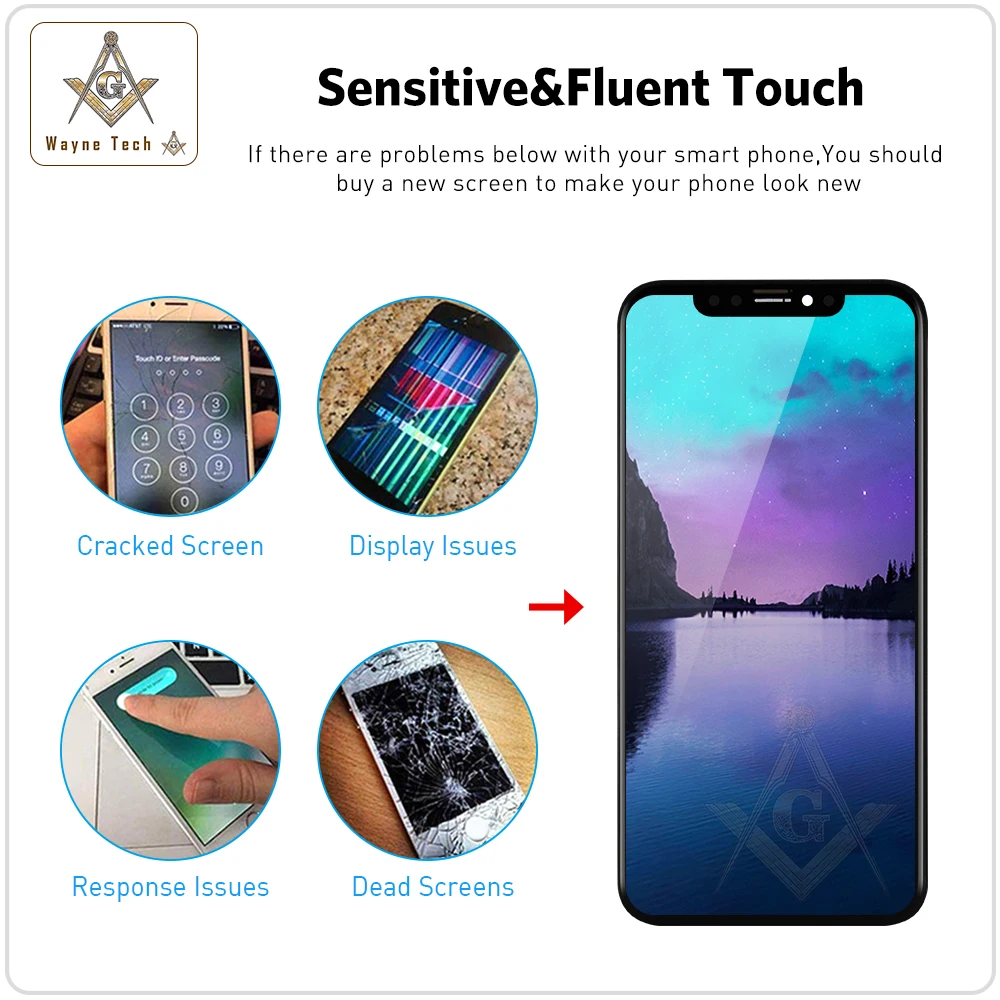 Высокое качество OLED для iPhone X XR XS экран с сенсорным дигитайзером сборка без битых пикселей ЖК-экран Замена дисплея гарантия