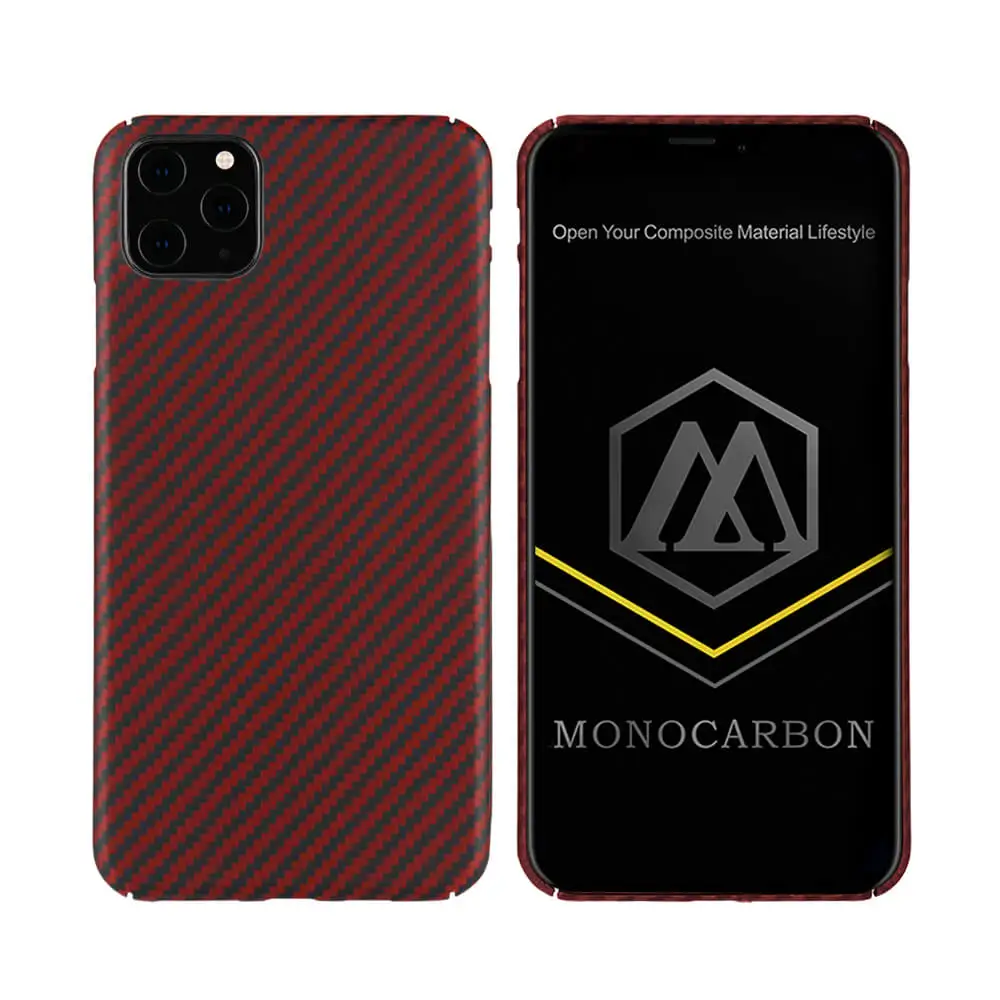 MONOCARBON арамидное волокно чехол для iPhone 11 Pro 5,8 ''11 6,1'' 11 Pro 6,5 ''с 4 Сторон защиты Тонкий чехол - Цвет: Red