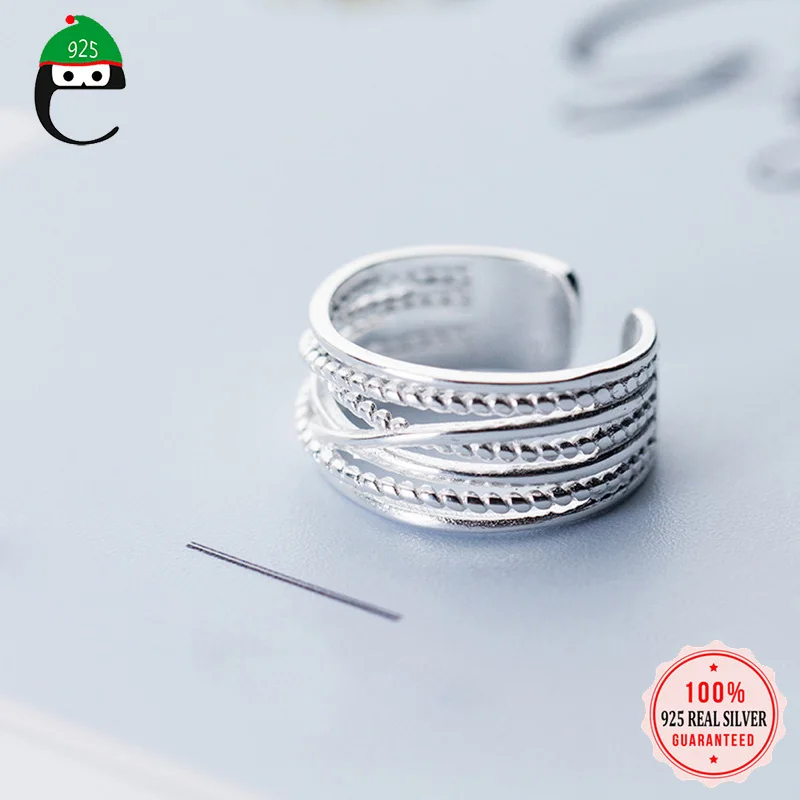 

ElfoPlataSi 2019 100% 925 Real Sterling Silver Cross Lines Wide Opening Ring Sizable 5 6 Teen Girls Kids Xmas Gift ED90