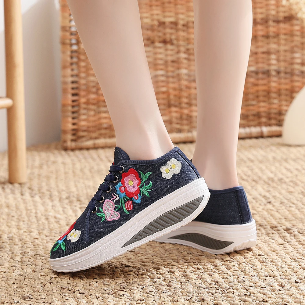 Women's Floral Printed Canvas Shoes Casual Low Top Slip - Temu