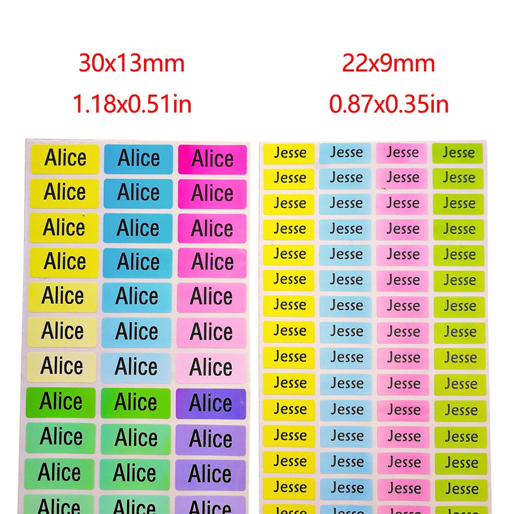 Rainbow Color Name Stickers Custom Girls Multicolor Waterproof Personal Tag Labels Children Scrapbook School Stationery Set