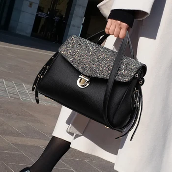

Fashion Sequins Crossbody Bags For Women Large Capacity Women's Handbag Casual Solid Color Women Shoulder Bag Big Square Shopper