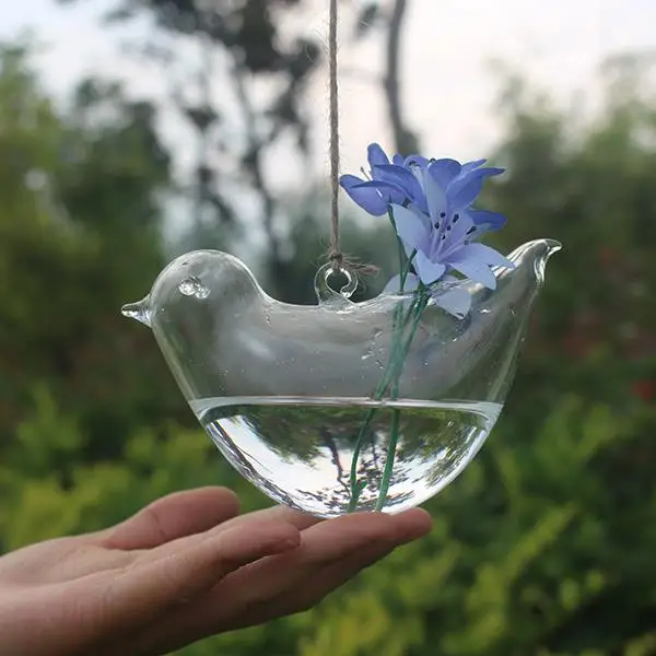 

Clear Bird Glass Vase Bottle Hydroponic Planter Table Wedding Garden Decor