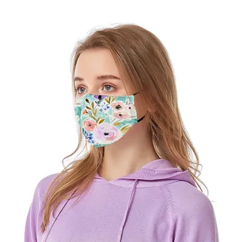 

Adult Face Mask Floral Print Adjustable Washable Reusable Filter Breathable Unisex Mouth Cover Mask Dustproof Mascarillas