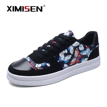 

XIMISEN 2020 New casual Men Shoes Men's Fashion Casual Lace-Up Sneakers Colorful Canvas Sport Graffiti board Shoes