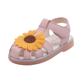 

CNFSNJ Children Girls Shoes 2020 summer Fashion Sunflower Princess Flat Soft Sole Toddler Baby sandal Party Dance Shoe 21-30