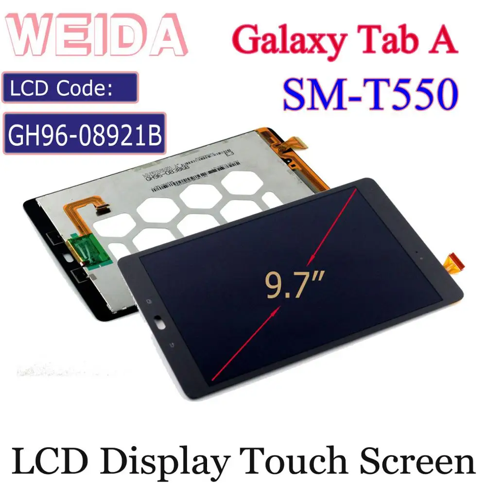 Замена ЖК-дисплея WEIDA 9," для samsung Galaxy Tab A 9,7 wifi T550 SM-T550 T555 ЖК-дисплей сенсорный экран в сборе GH96-08921B
