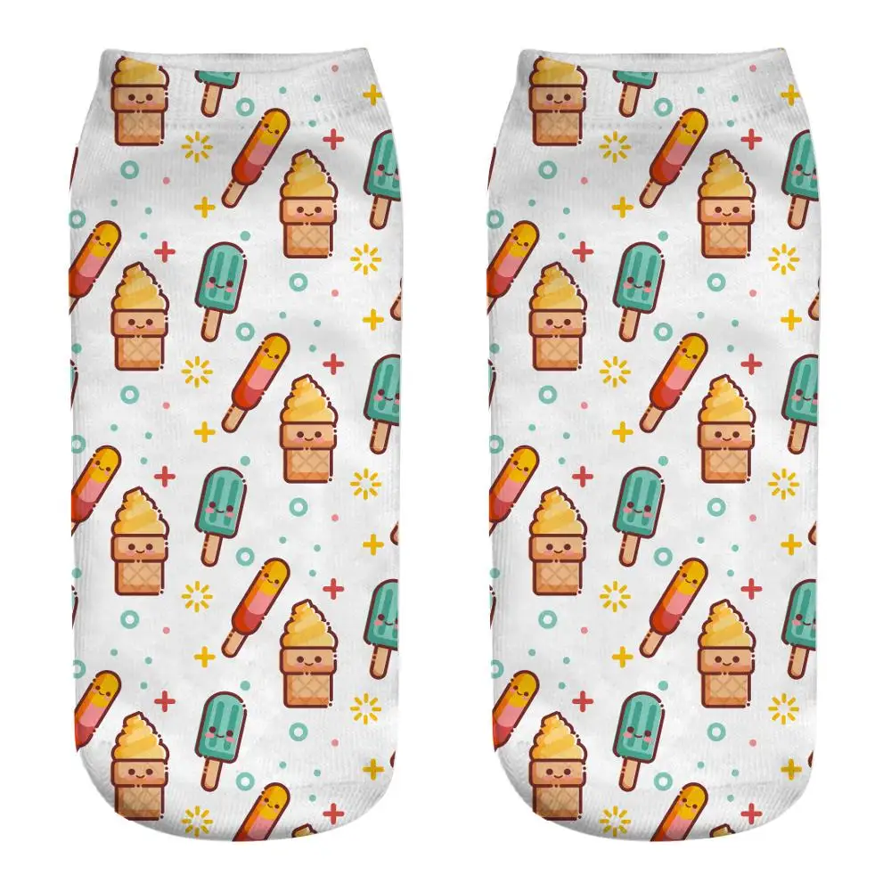 Забавные носки унисекс для мужчин и женщин с рисунком картофеля, чипсов, картофеля, картофеля, фри, гамбургера, мороженого, короткие носки из хлопка для мужчин - Цвет: HB19
