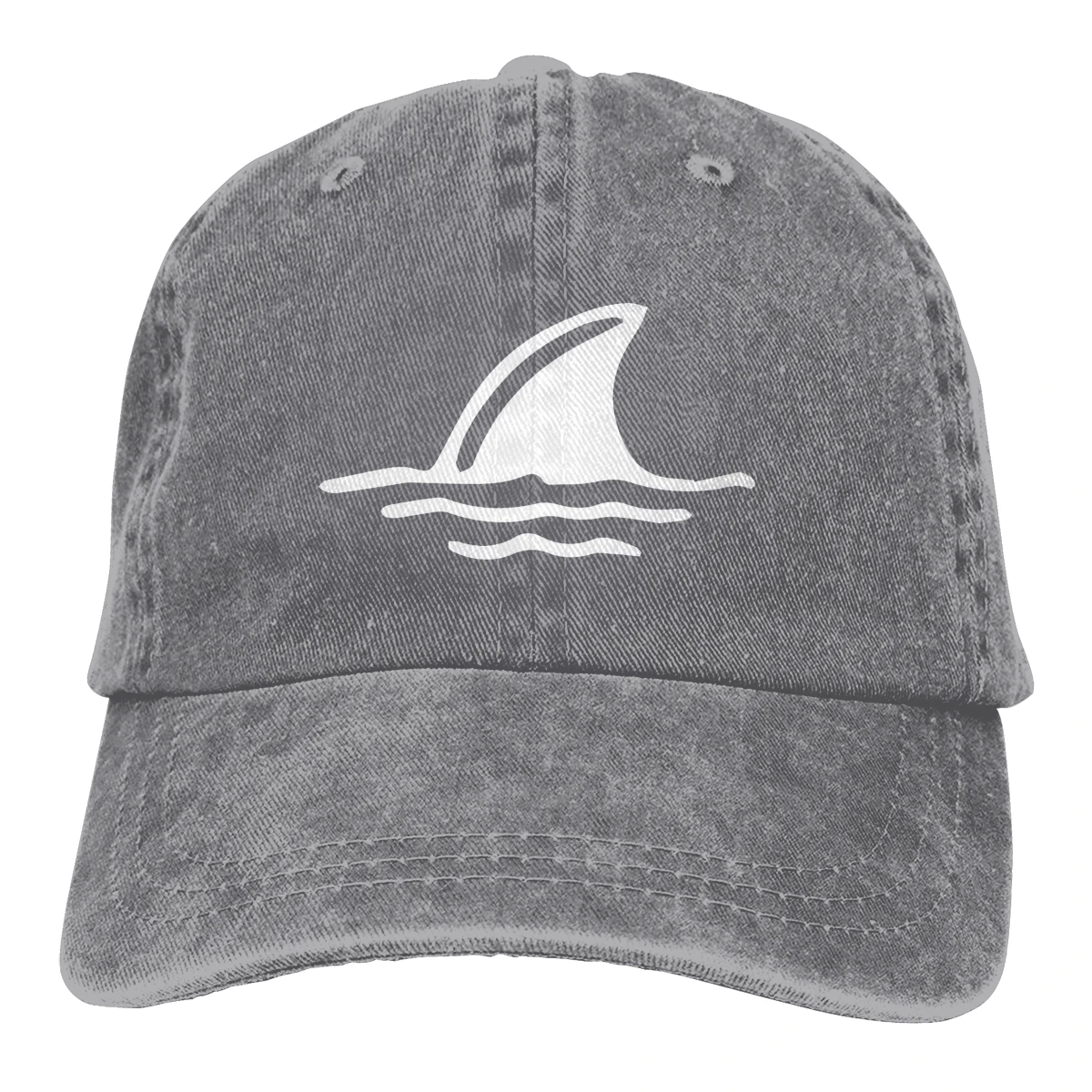 Акулий плавник в воде Casquette черный унисекс Мужские Женские деним бейсболка с ремешком кепки Регулируемый Гольф папа шляпа