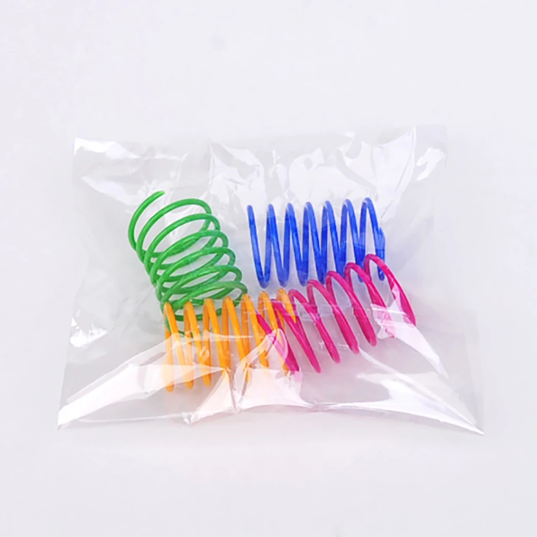 20Pcs Cat Spring Toy Plastic Colorful Coil Spiral Springs Pet Action Wide Durable Interactive Toy Flexible Cat Coil Toy Pet Tool