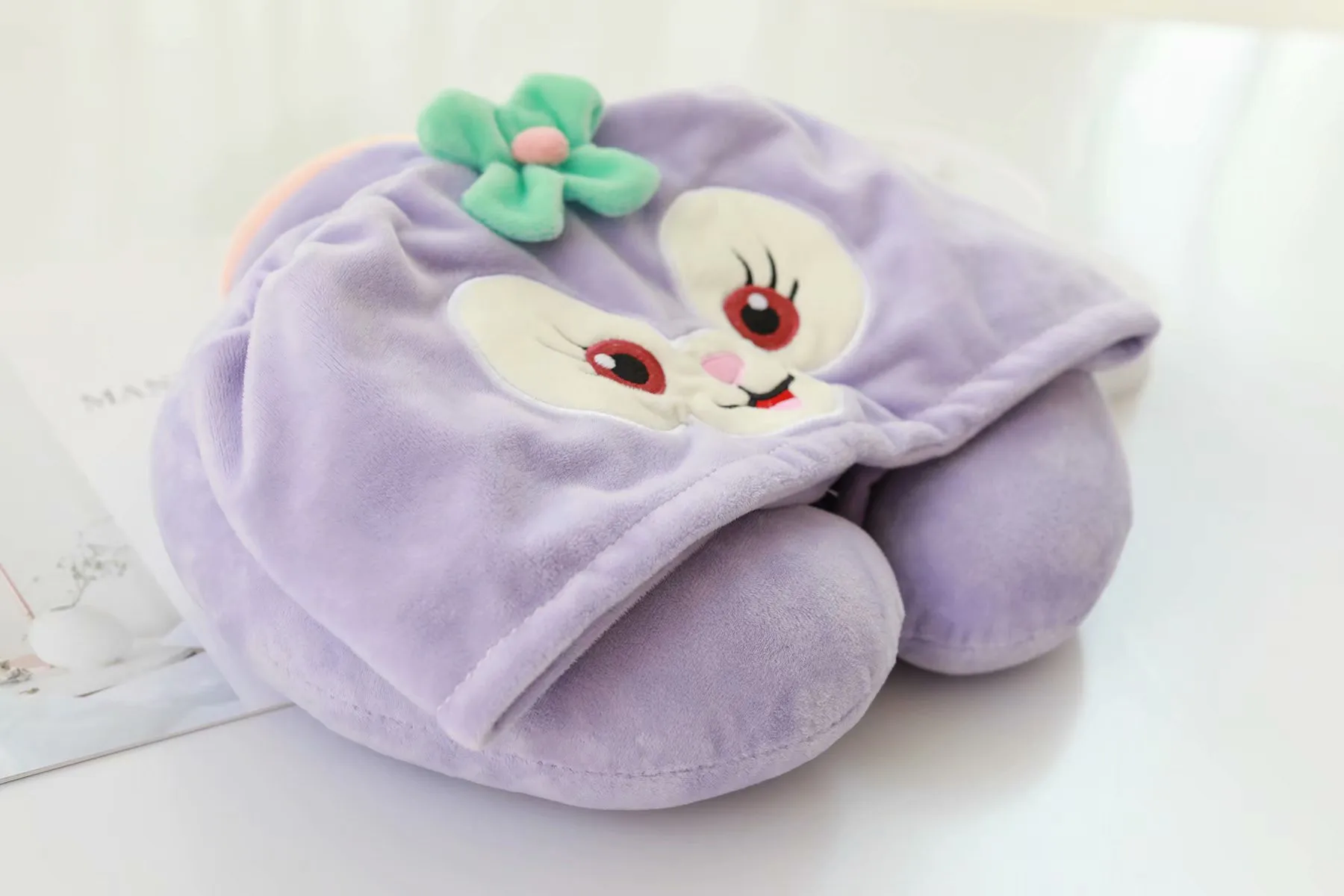 Cartoon Duffy Bear ba lei tu Hooded Neck Pillow Hooded U Pillow Plush Toys Neck Support Pillow Wholesale