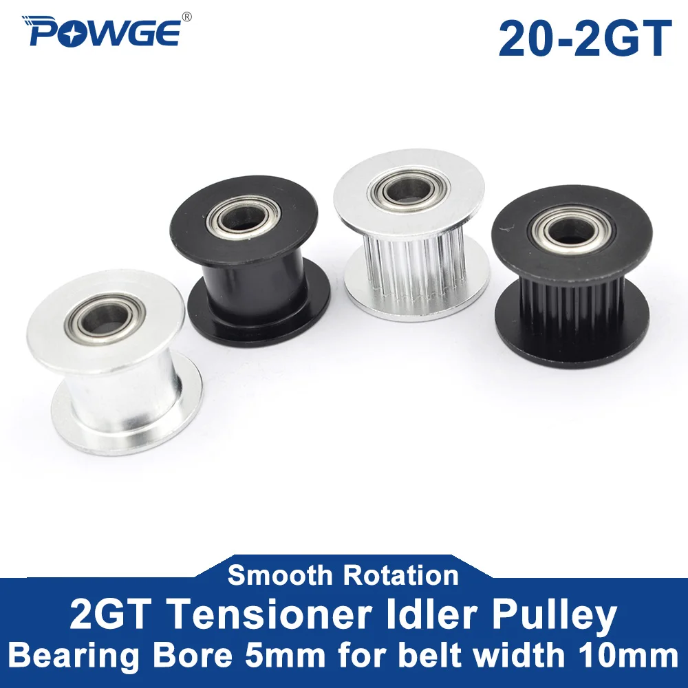 Synchronou Idler Pulley 2M 2GT 20 Teeth Bore 5mm with Bearing For GT2 Open belt Width 10MM 20teeth 20T Passive Wheel timing belt pulley fixed pulley timing pulley belt pulley