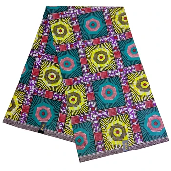 

6 Yard Ankara African cotton fabric Wax Print Fabric Colorful Square Grid African Fabric For Party Dress