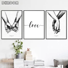 Cuadro con citas para decoración para sala de estar con estampado de cartel minimalista en lienzo con arte de pared de amor dulce de estilo Blanco y Negro Nórdico