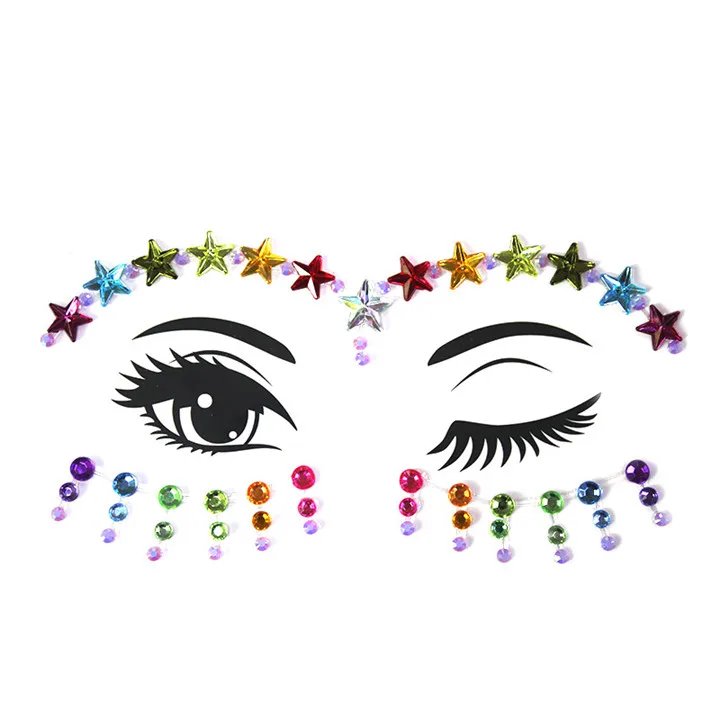 4  Colorful Rhinestone Jewelry Stickers For Women Fashion Diy Face Stickers Masquerade Party Diy Jewelry Marking Face Sticker