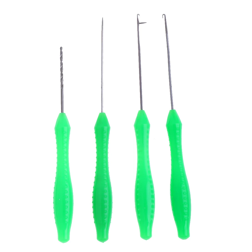 4Pcs 4 in 1 Baiting Needle Tool Set Drill Hooks Stringer Splicing Kit Drill Needle Carp Fishing Accessories