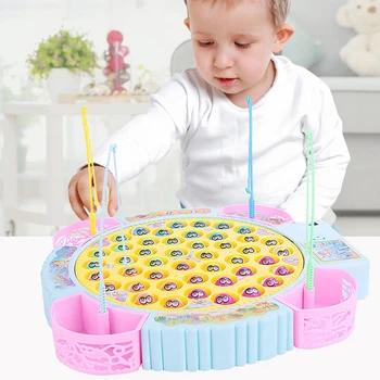 

Kids Fishing Toy Musical Rotating Fishing Game 360 Degree Rotate Fish Children Educational Toys Parent-child Interactive Game N6