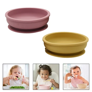 

Baby Silicone Suction Cup Bowl Non-Slip Learning Feeding Dinnerware Sucker Dishes Plate Tableware