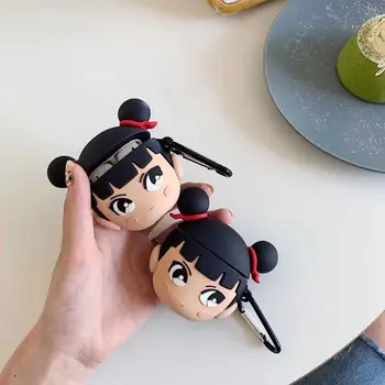 

Unique Cartoon Figure Pattern Protective Cover Shockproof Soft Silicone Case Skin with Carabiner for Airpods 1/2 Charging Box Ac