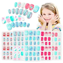 

120pcs Cartoon Candy False Nail Tips Press On Children Full Cover Kid Glue Self Fake Nail Art for Girls Nail Decor