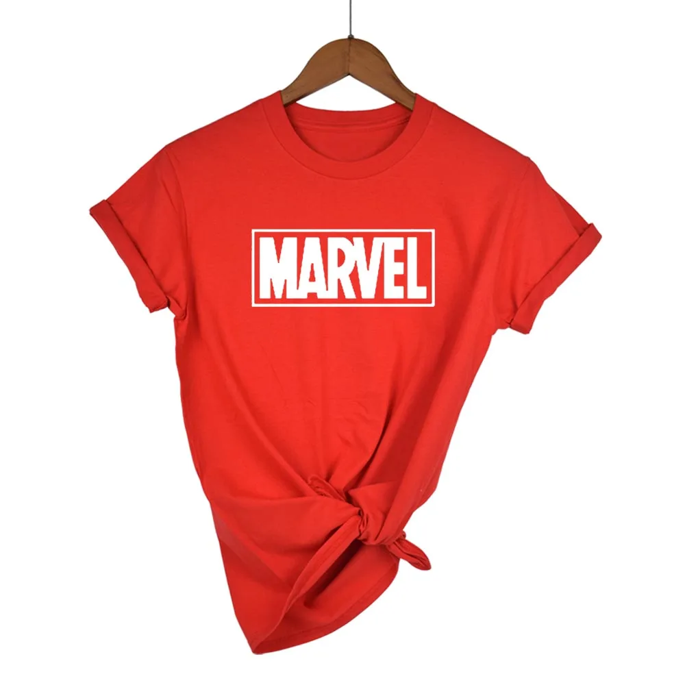 Женская футболка с коротким рукавом Marvel белая круглым вырезом и принтом черной